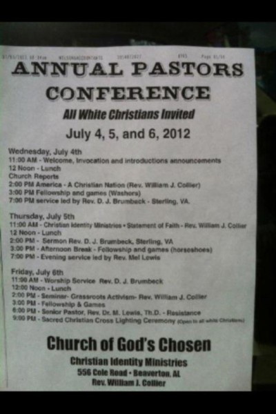 Alabama Pastor Holds “Whites Only” Conference